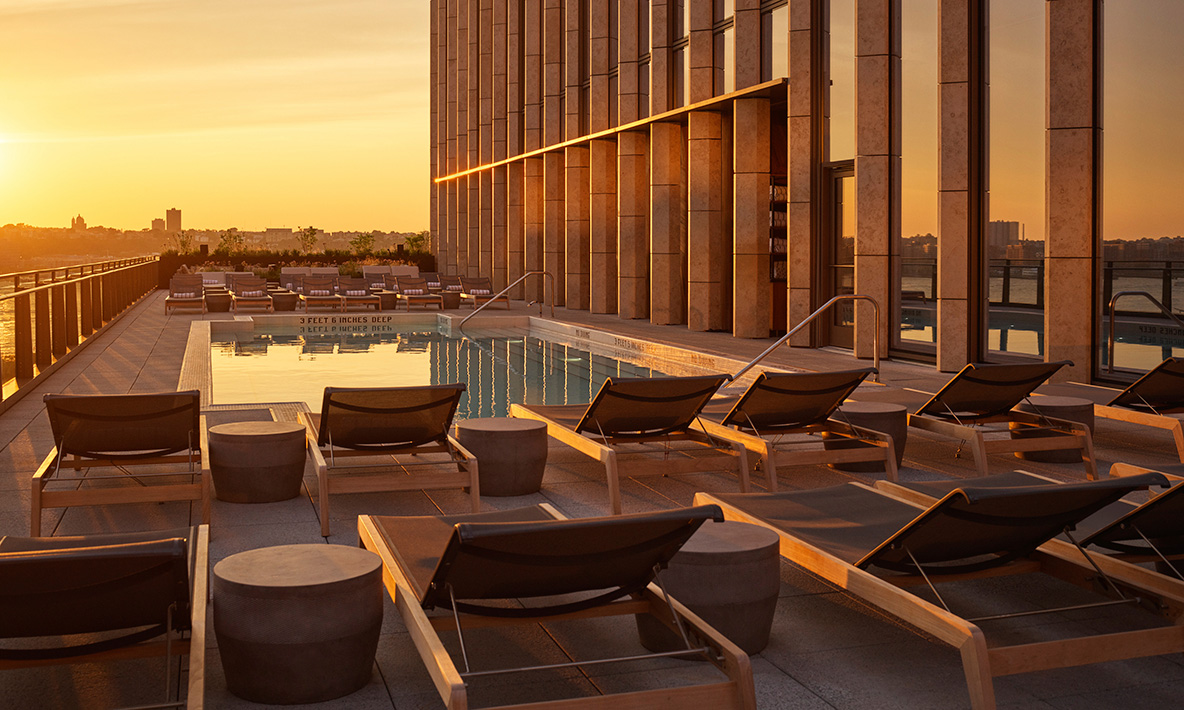 Outdoor swimming pool deck