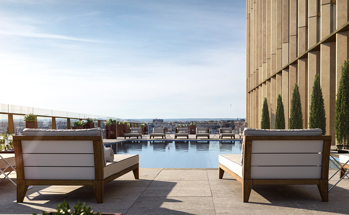 Outdoor swimming pool deck